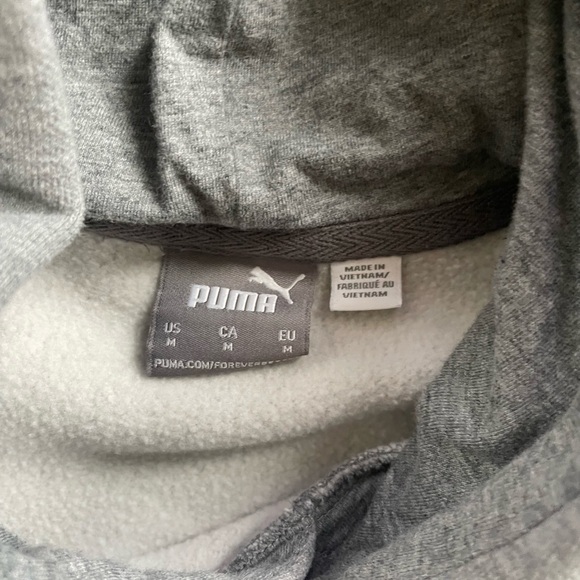 Grey Embroidered Puma Logo Hooded Sweatshirt - Picture 4 of 5